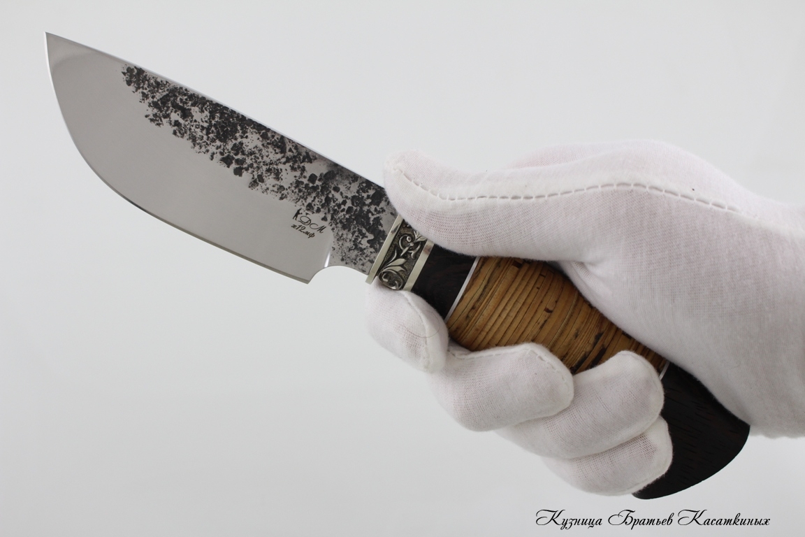 Hunting Knife "Sova". kh12mf Steel. Birchbark and Wenge Handle