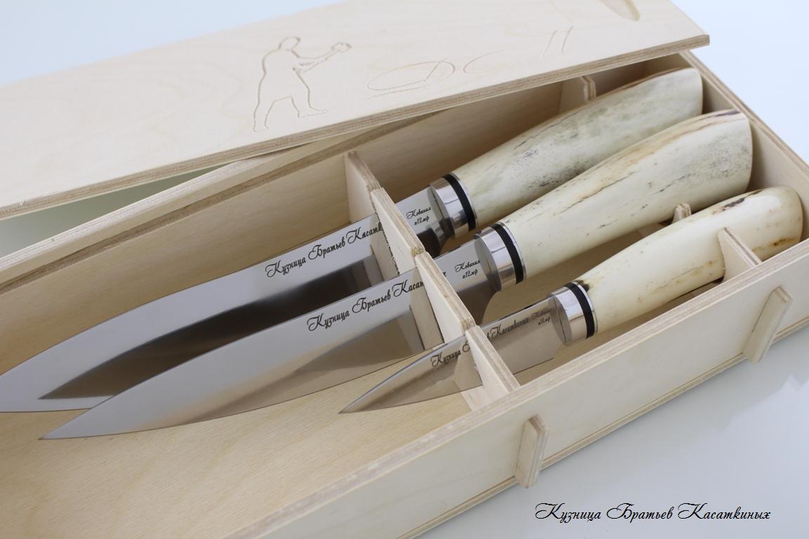 Кухонные ножи Kitchen Knife Set "Master Chef". kh12mf Steel. Elk Horn Handle 