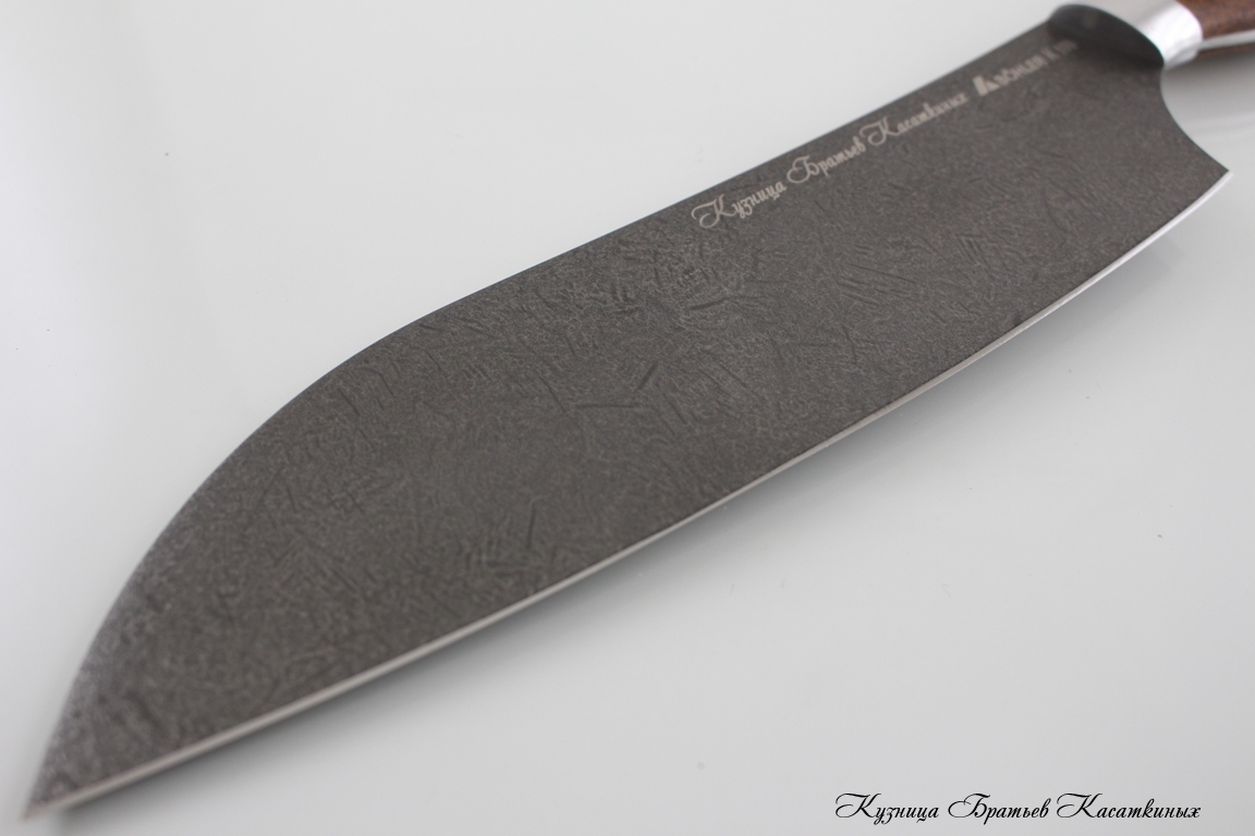 Santoku Knife. Bohler K100 Steel. Lacewood Handle 