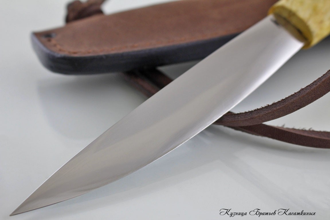 Yakutian knife (medium size). Stainless Steel 65h13. Karelian Birch handle