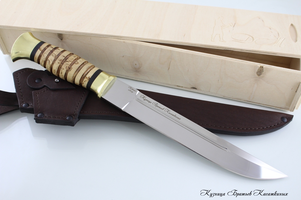 "Plastun" Knife. kh12mf Steel. Karelian Birch Handle