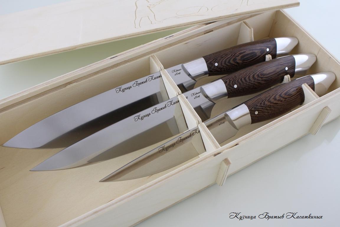 Кухонные ножи Kitchen Knife Set "Ratatouille". kh12mf Steel. Wenge Handle 