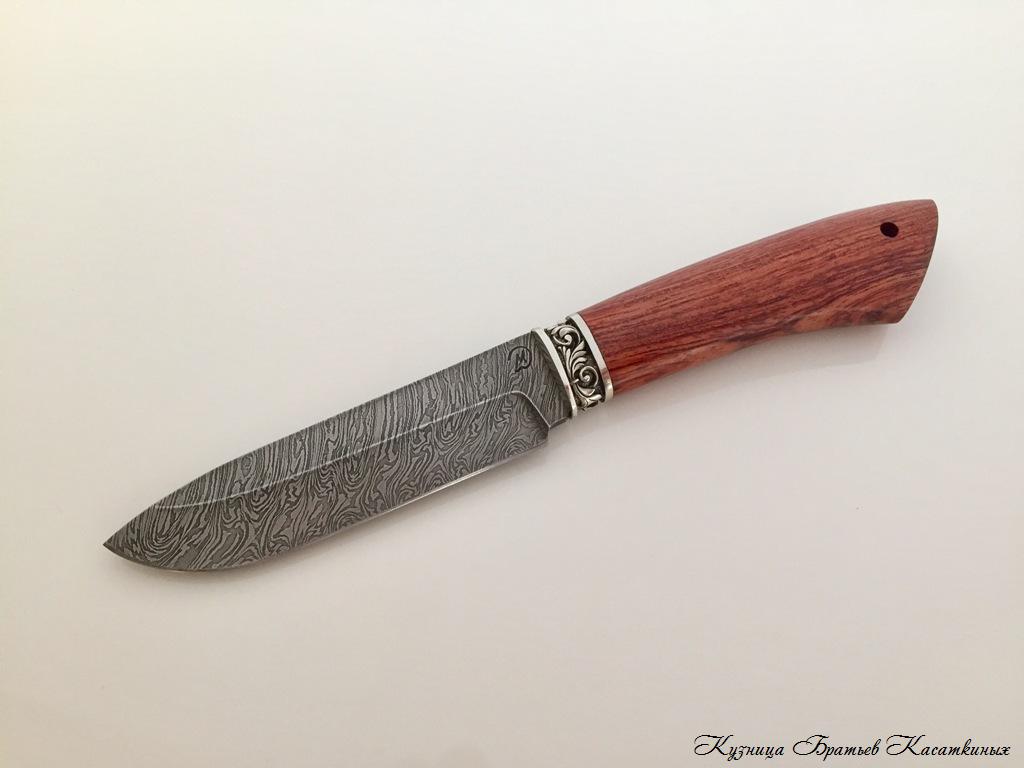 Hunting Knife "Chirok". Damascus Steel. Bubinga Handle