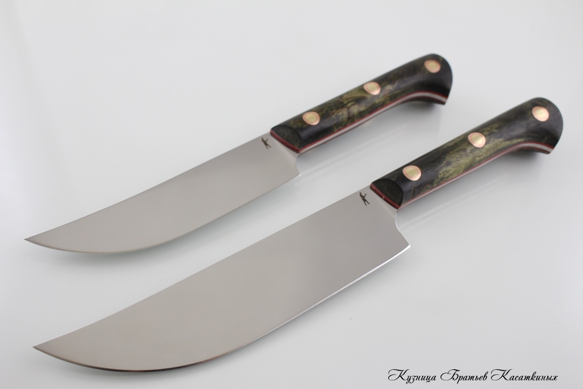 Кухонные ножи Uzbek Knife Set. kh12mf Steel. Karelian Birch Handle 
