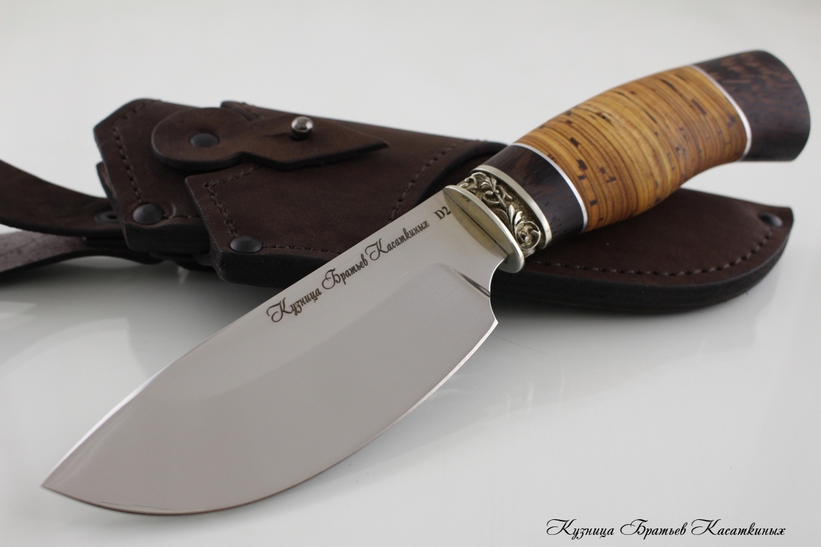 Hunting Knife "Sova". D2 Steel. Birchbark and Wenge Handle