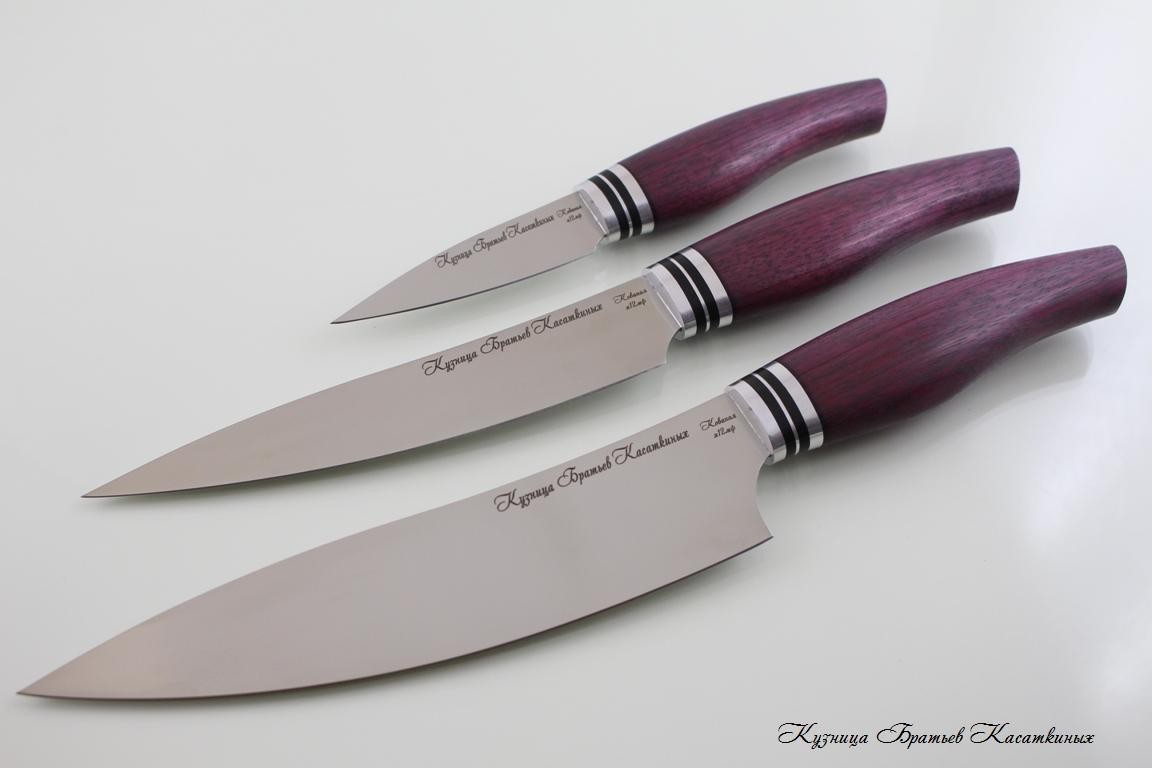 Кухонные ножи Kitchen Knife Set "Master Chef". kh12mf Steel. Amaranth Handle 