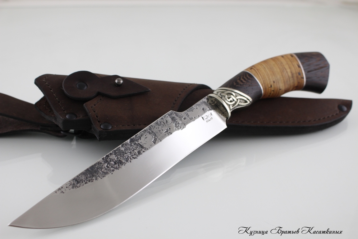 Hunting Knife "Taezhny". Stainless Steel 95h18. Birchbark and Wenge Handle
