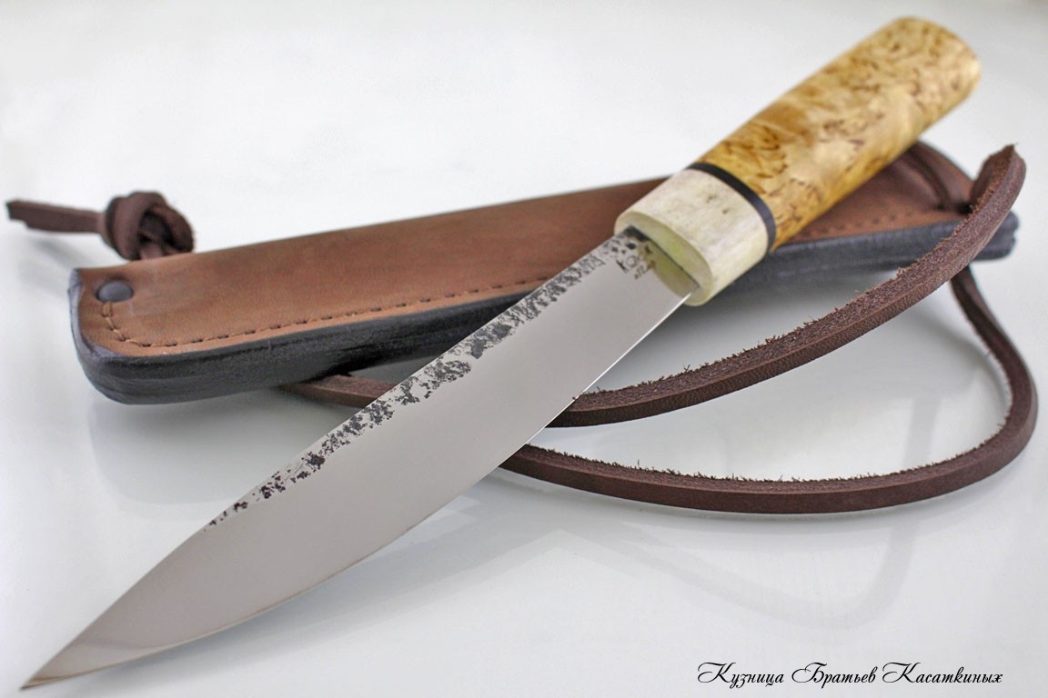 Yakutian knife (medium size). h12mf Steel. Stabilized Karelian Birch handle