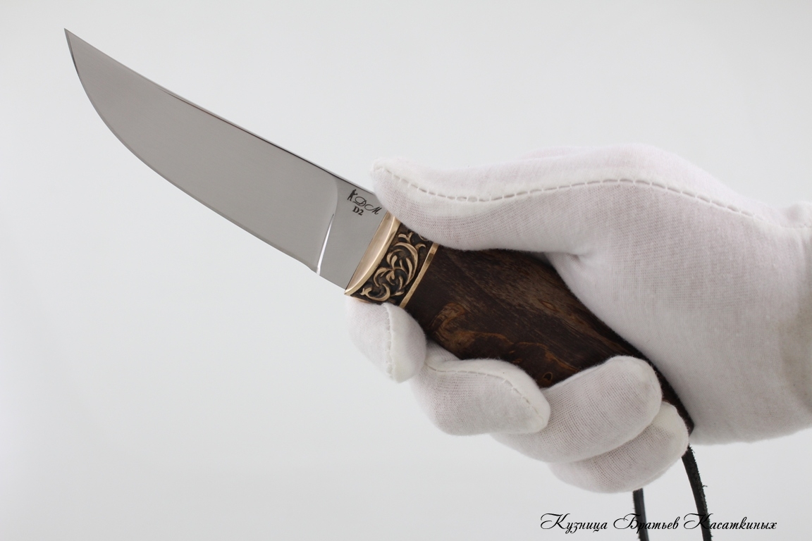 Hunting Knife "Skandinavsky". D2 Steel. Karelian Birch Handle