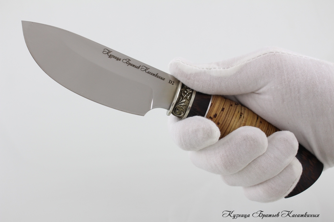 Hunting Knife "Sova". D2 Steel. Birchbark and Wenge Handle