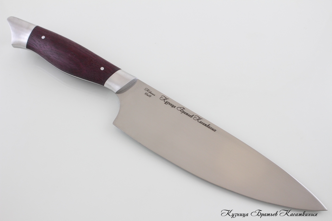 Chef's Knife. 95kh18 Steel (hammered). Amaranth Handle 
