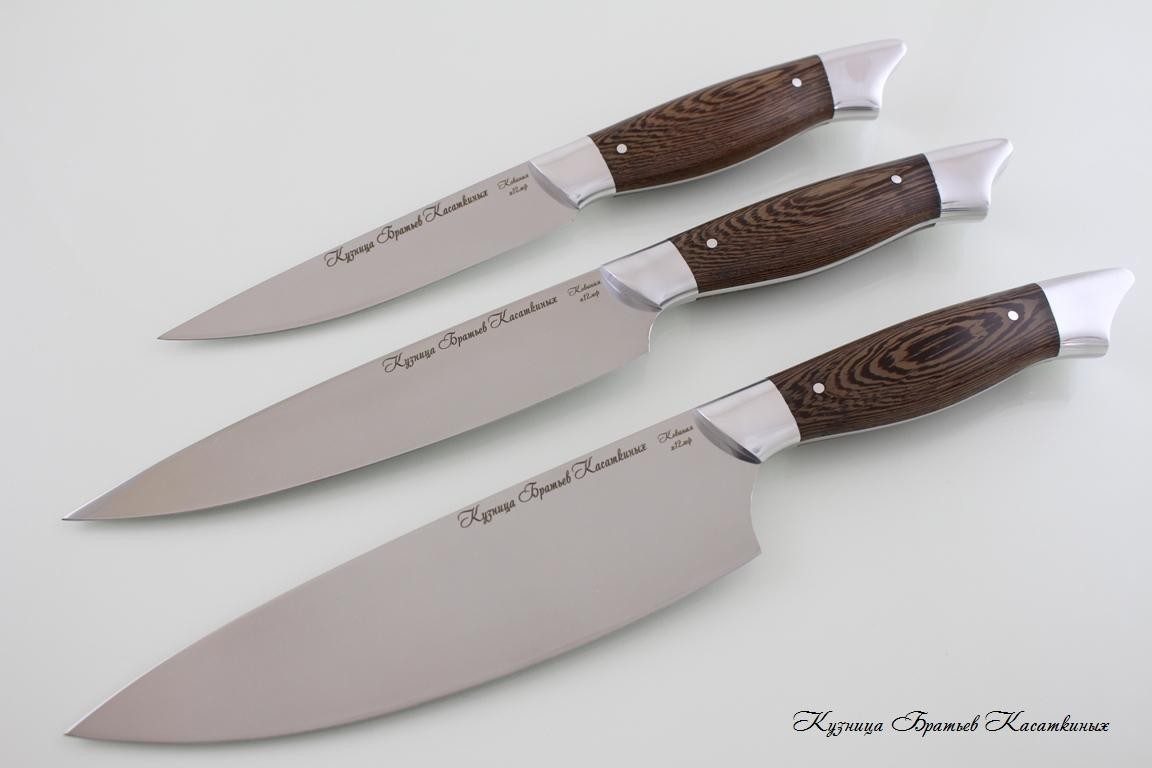 Кухонные ножи Kitchen Knife Set "Ratatouille". kh12mf Steel. Wenge Handle 