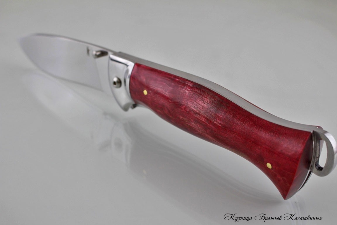Folding Knife "Botsman". h12mf Steel. Red Karelian Birch Handle