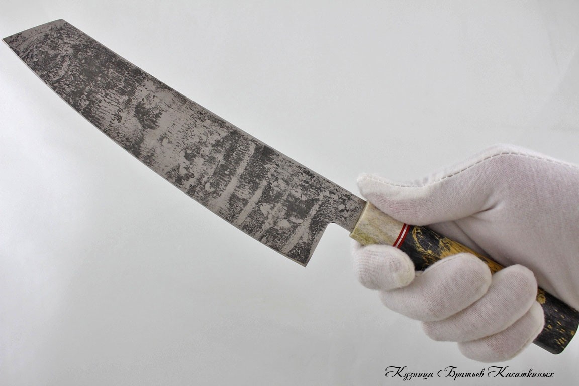 Кухонные ножи Japanese Kitchen Knife "Kiritsuke". 95kh18 Steel (hammered). Maple Wood Wart 