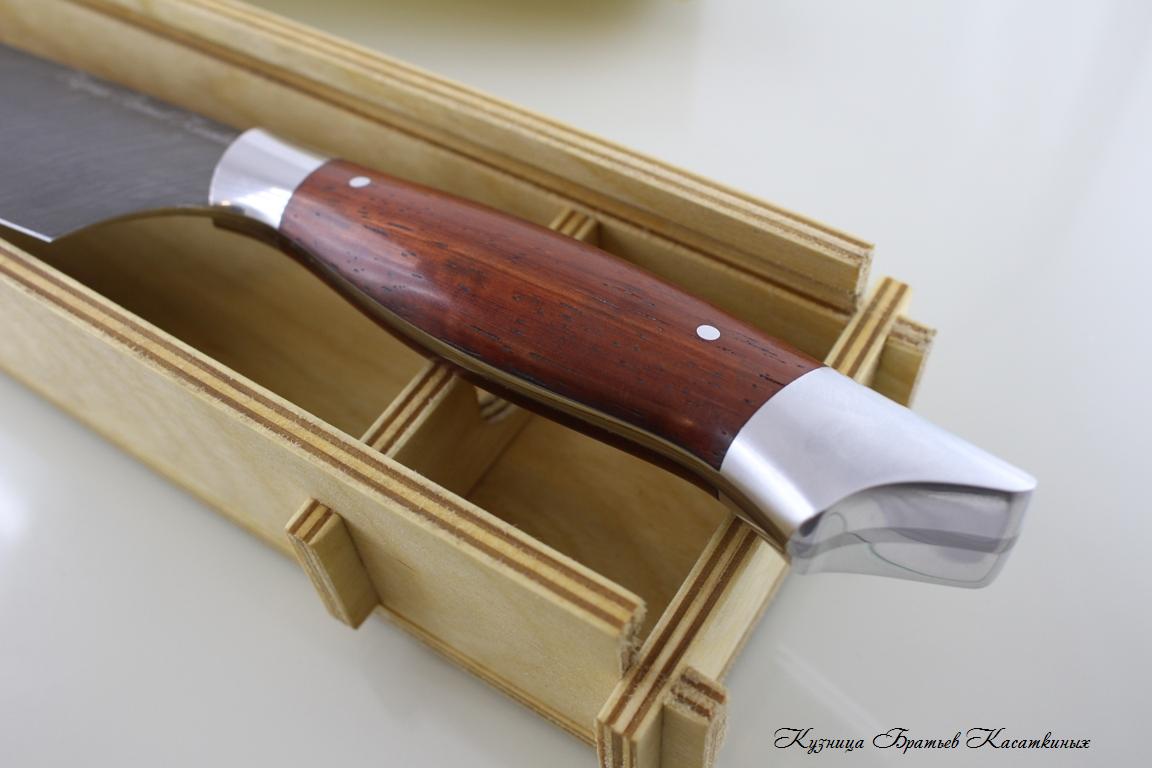 Chef's Knife. Damascus Steel. Padouk Handle Бубинга Помеле