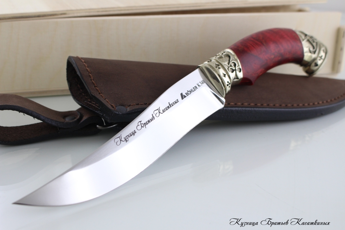 Hunting Knife "Kazachy". Bohler k 340 Steel. Kareloan Birch Handle