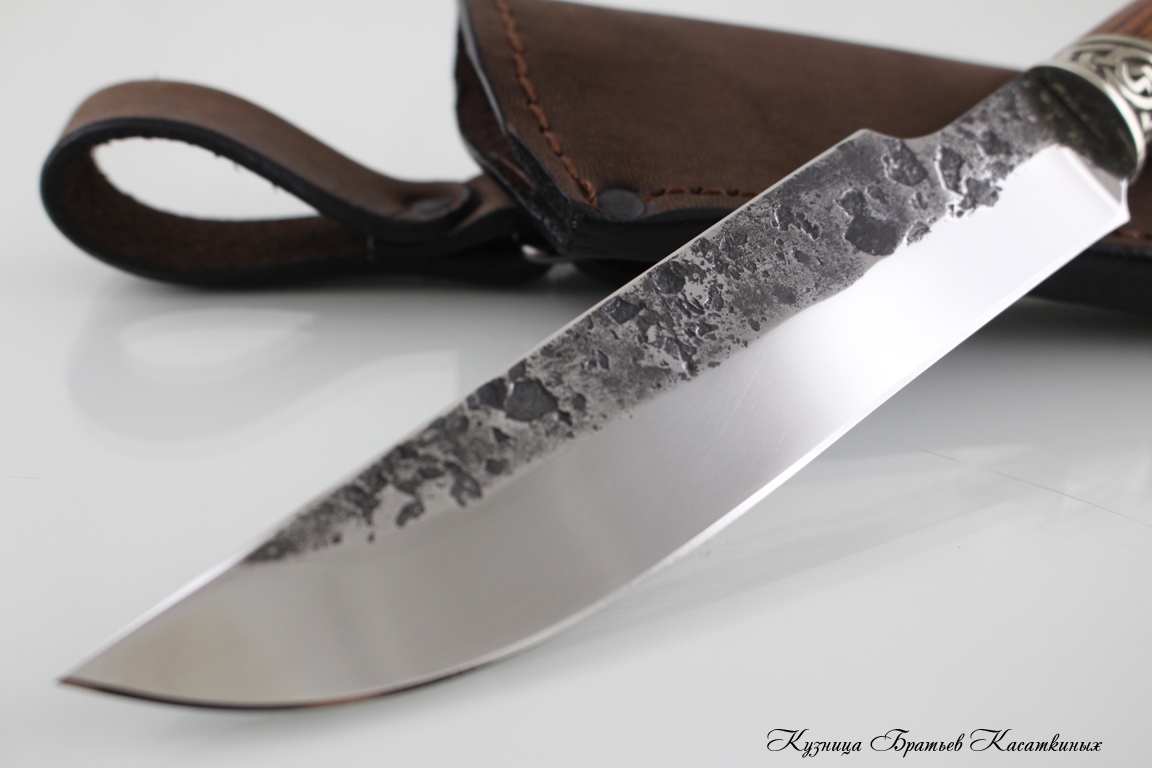Hunting Knife "Taezhny". Stainless Steel 95h18. Birchbark and Bubinga Handle