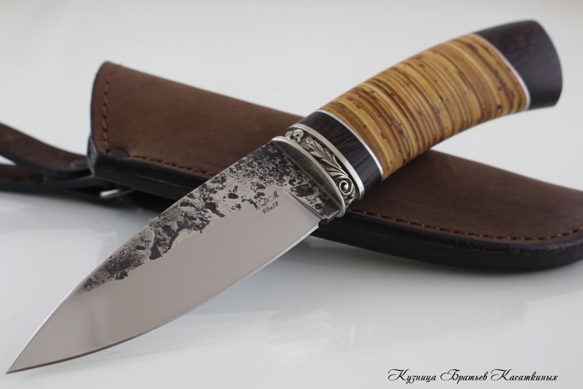 Hunting Knife "Klyk". Stainless Steel 95h18. Birchbark and Wenge Handle
