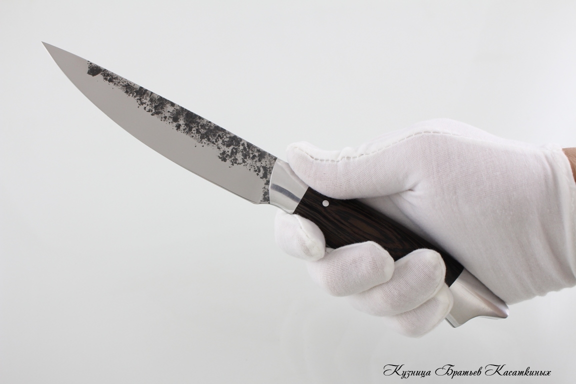 Small Kitchen Knife. 95kh18 Steel (hammered). Wenge Handle 