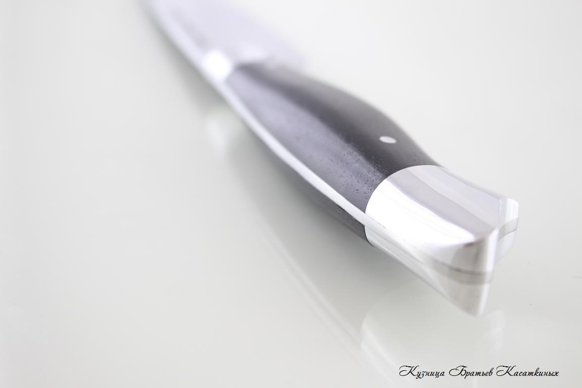 General Purpose Kitchen Knife. 95kh18 Steel (hammered). Hornbeam Handle