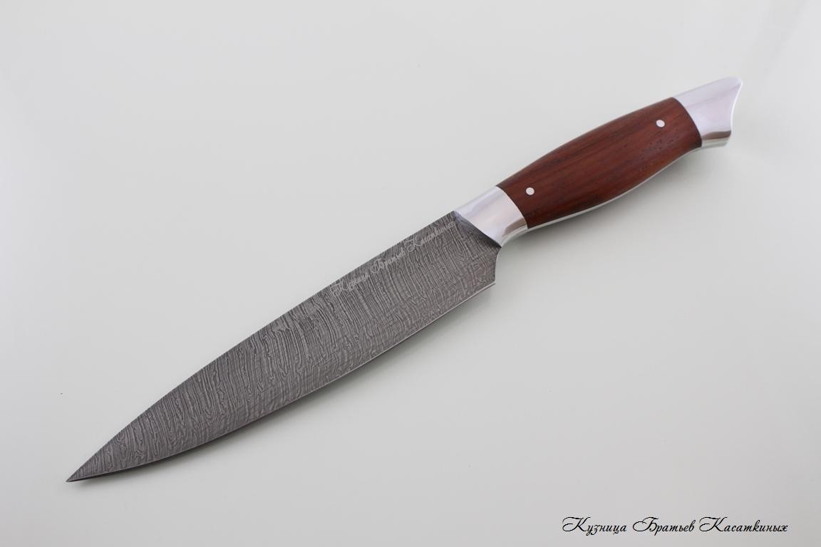 General-Purpose Kitchen Knife. Damascus Steel. Padouk Handle