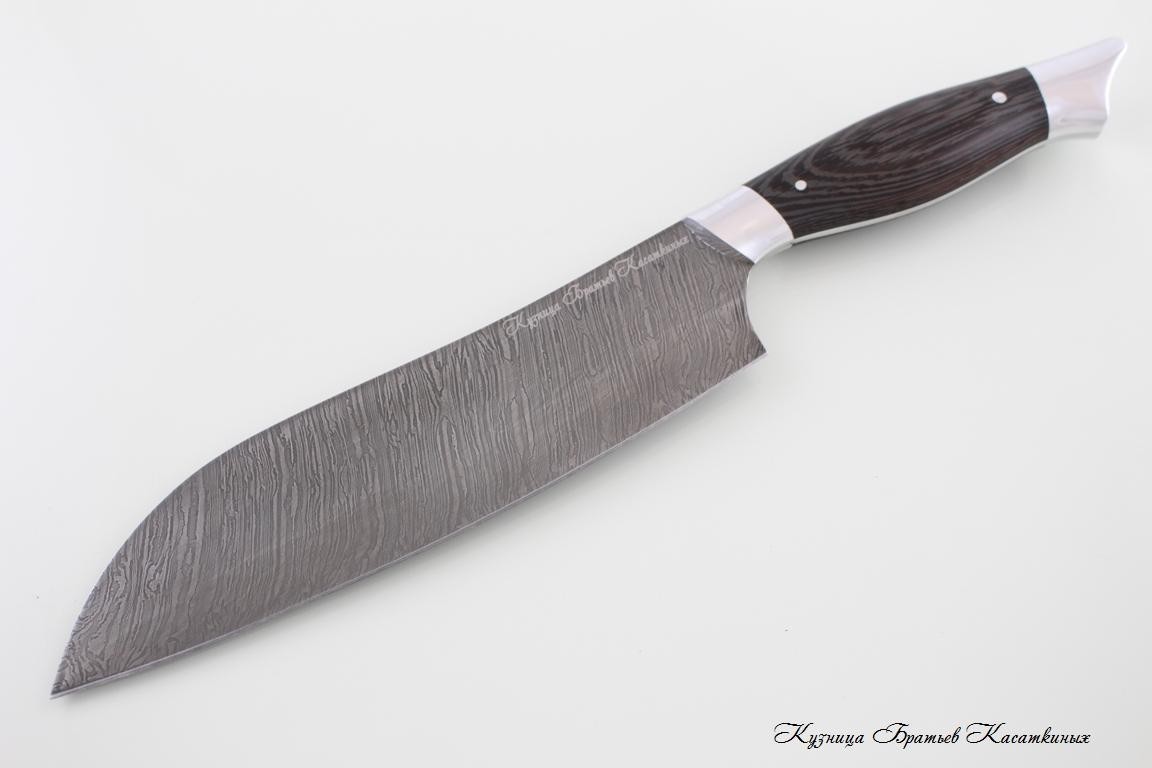 Santoku Knife. Damascus Steel. Wenge Handle
