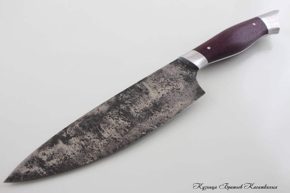 Chef's Knife. 95kh18 Steel (hammered). Amaranth Handle 