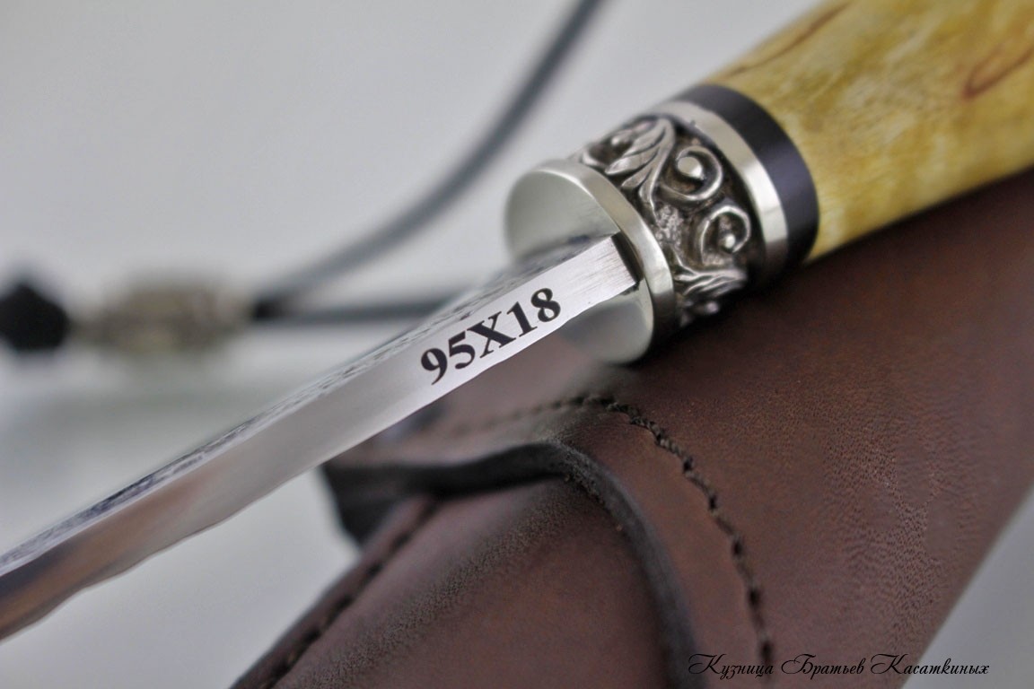Hunting Knife "Lisa". Stainless Steel 95h18. Karelian Birch Handle