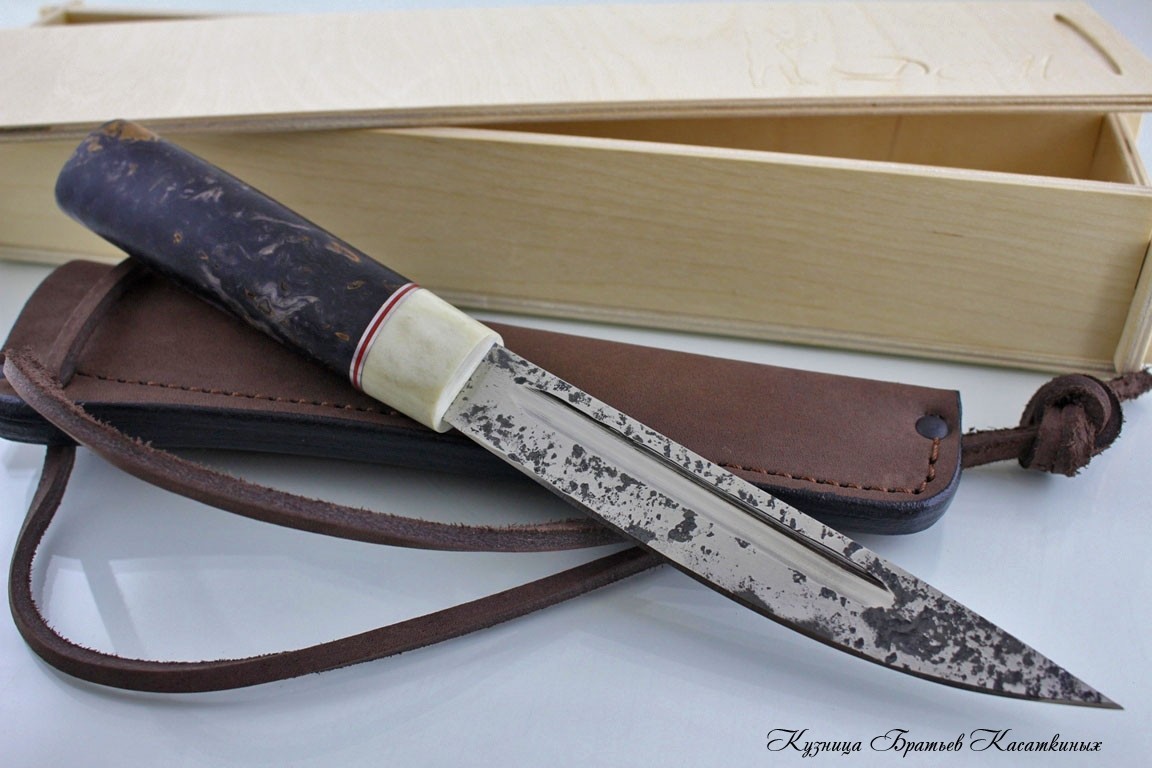 Yakut knife (medium size). h12mf Steel. Karelian Birch handle