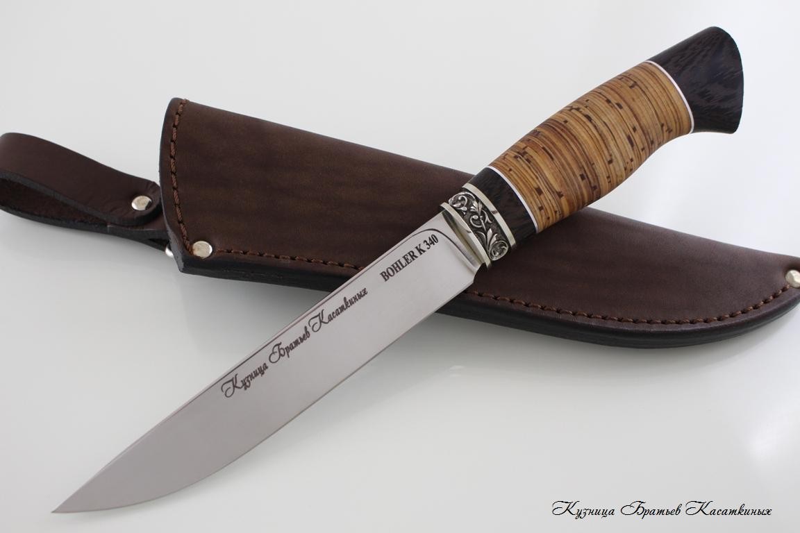 Hunting Knife "Lisa". Bohler k 340 Steel. Birchbark and Wenge Handle