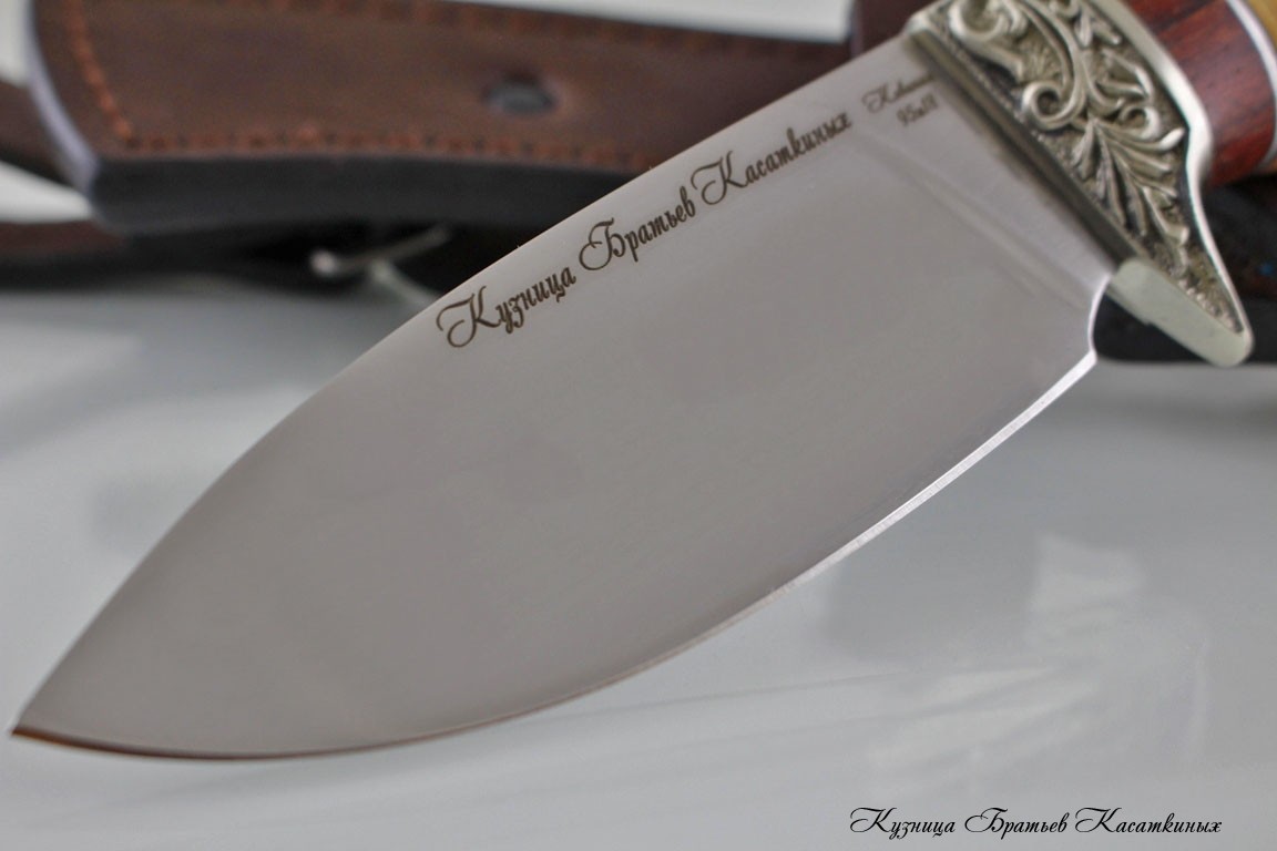 Hunting Knife "Zayats". Stainless Steel 95h18. Birchbark and Bubinga Handle