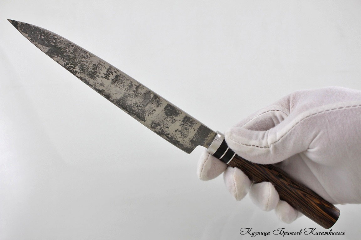 Japanese Kitchen Knife "Yanagiba". 95kh18 Steel (hammered). Wenge Handle