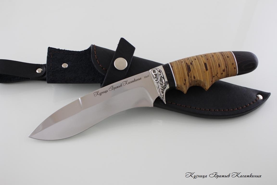 Hunting Knife "Voron". 65kh13 Steel. Wenge and Birchbark Handle