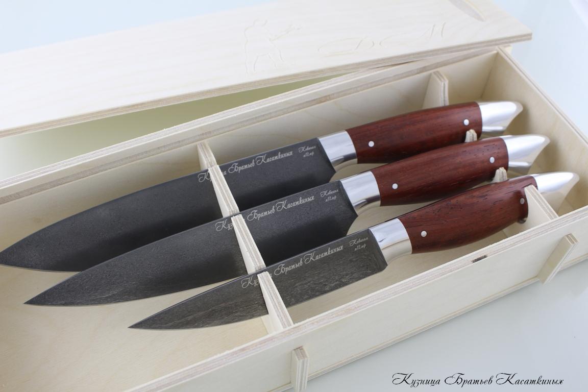 Кухонные ножи Kitchen Knife Set "Ratatouille". kh12mf Steel. Padouk Handle 