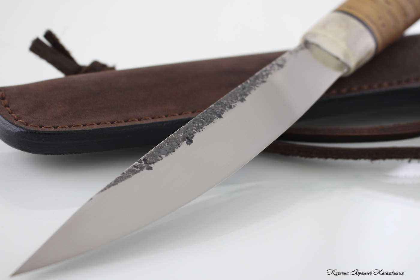 Yakutian knife (big size). Stainless Steel 95h18. Birchbark handle