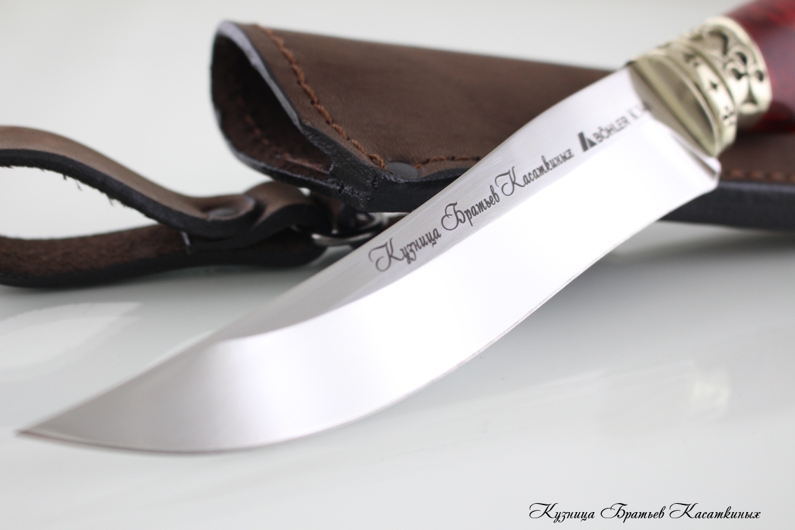 Hunting Knife "Kazachy". Bohler k 340 Steel. Kareloan Birch Handle