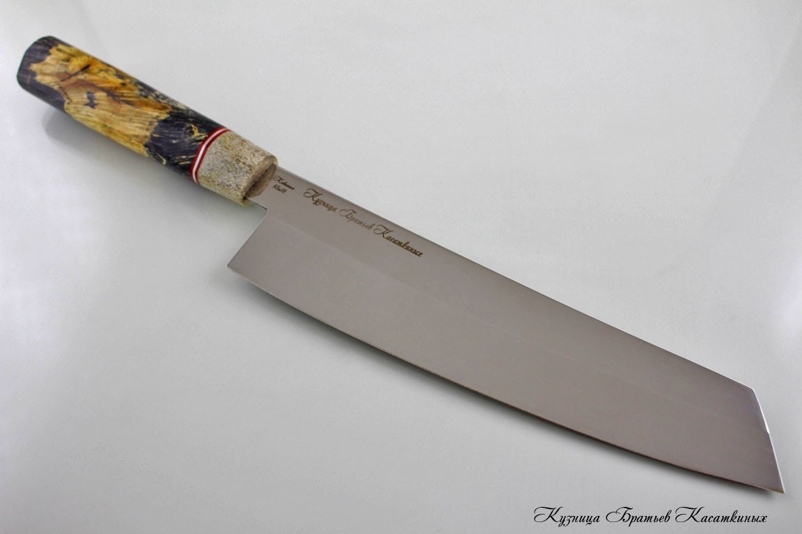 Кухонные ножи Japanese Kitchen Knife "Kiritsuke". 95kh18 Steel (hammered). Maple Wood Wart 
