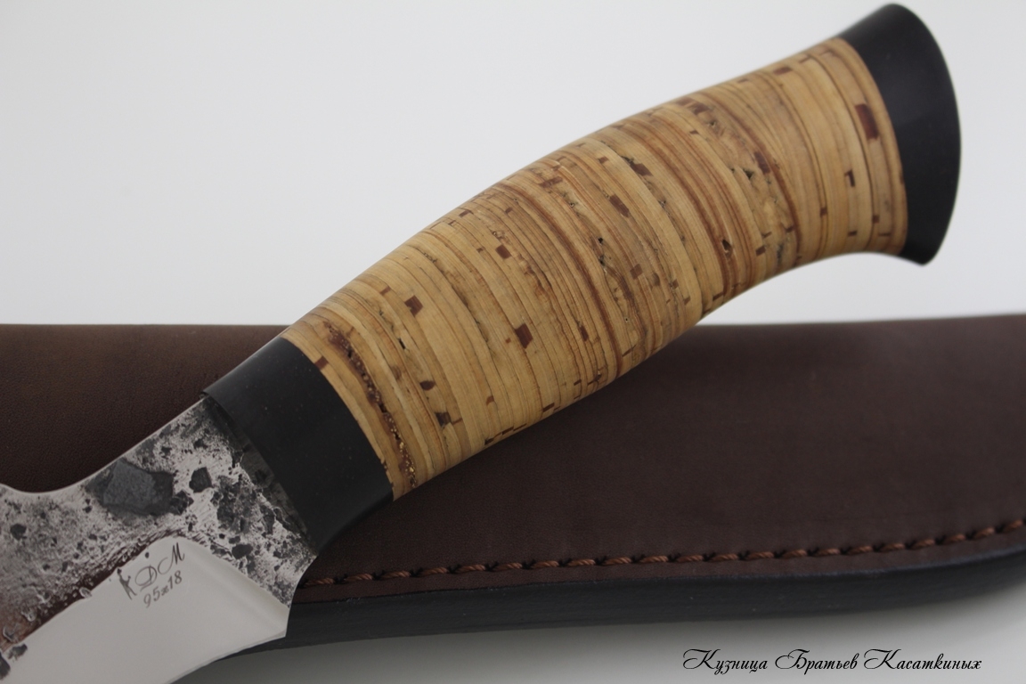 Hunting knife "Akula". Stainless Steel 95h18. Birchbark Handle