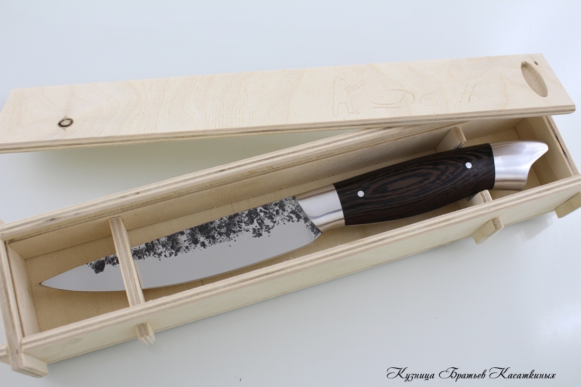 Small Kitchen Knife. 95kh18 Steel (hammered). Wenge Handle 