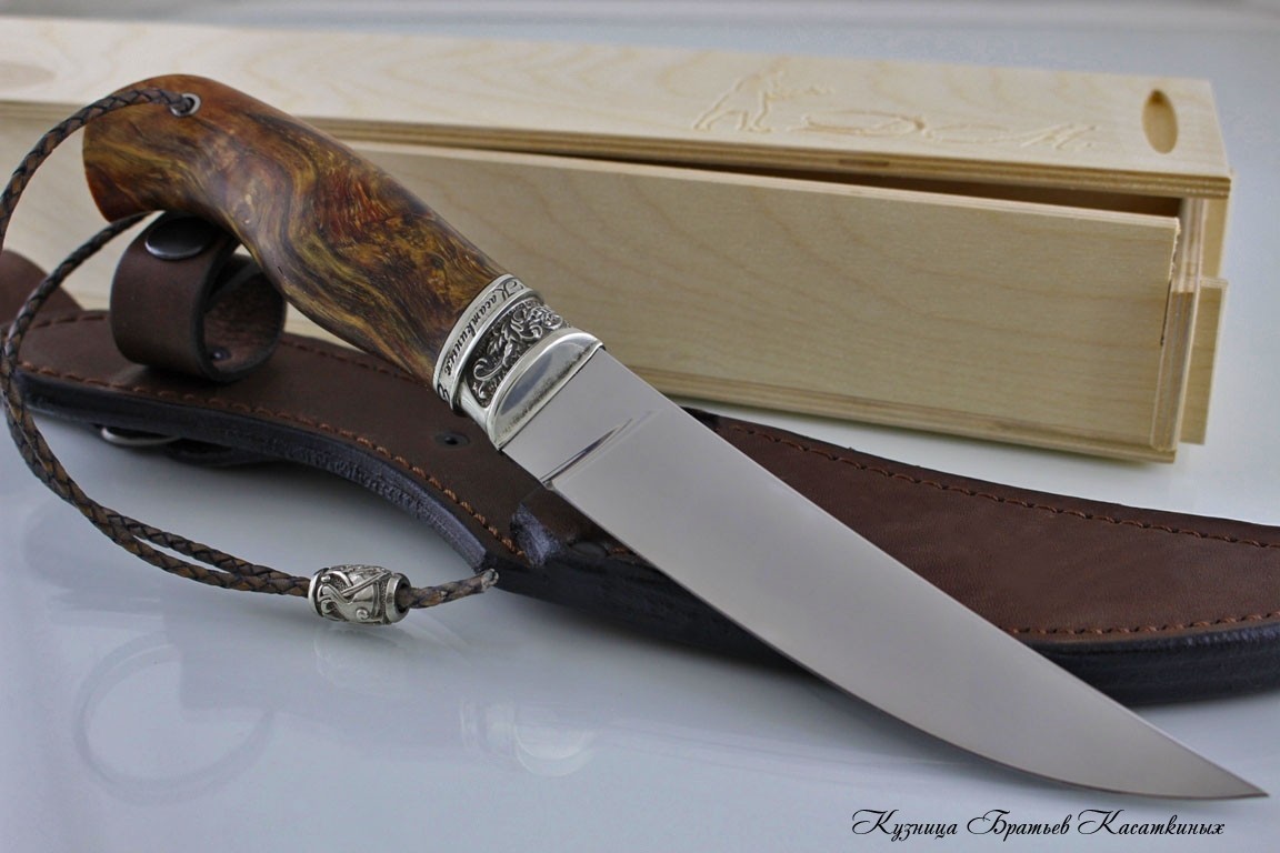Hunting knife "Promyslovy". Stainless Steel 95h18. Karelian Birch Spalt Handle. Melchior Bolster