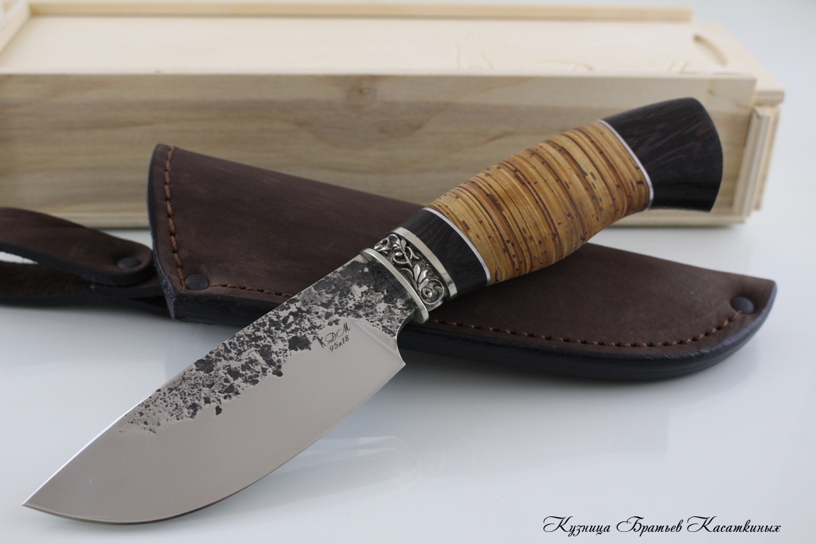 Hunting Knife "Sova". Stainless Steel 95h18. Birchbark and Wenge Handle