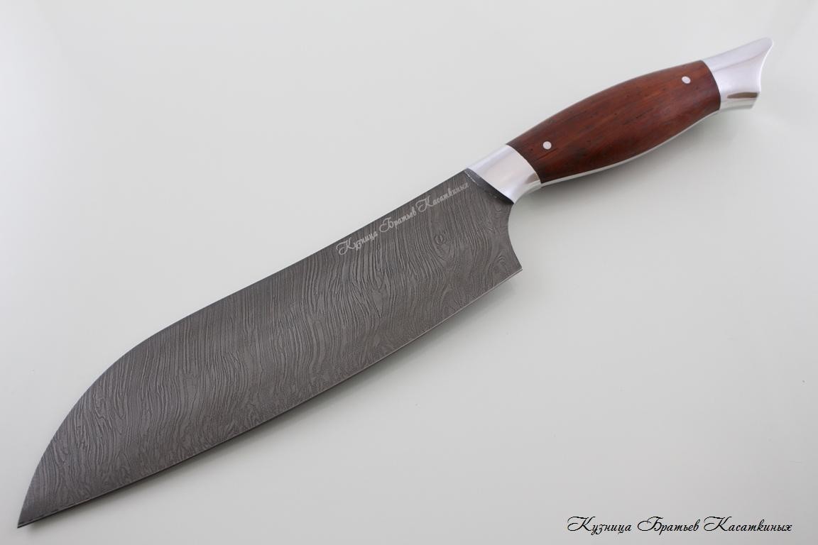 Santoku Knife. Damascus Steel. Padouk Handle