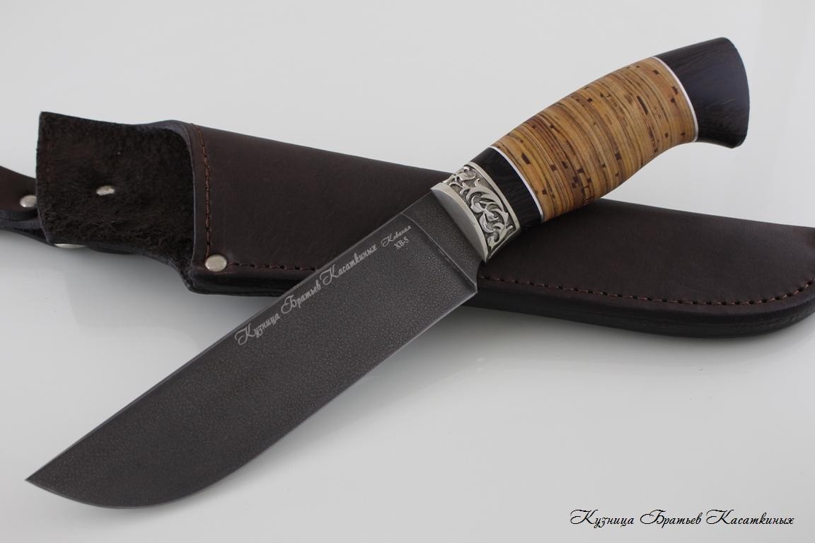 Hunting Knife "Medved". Khv-5 Steel (Extra Hard Steel). Birchbark and Wenge Handle