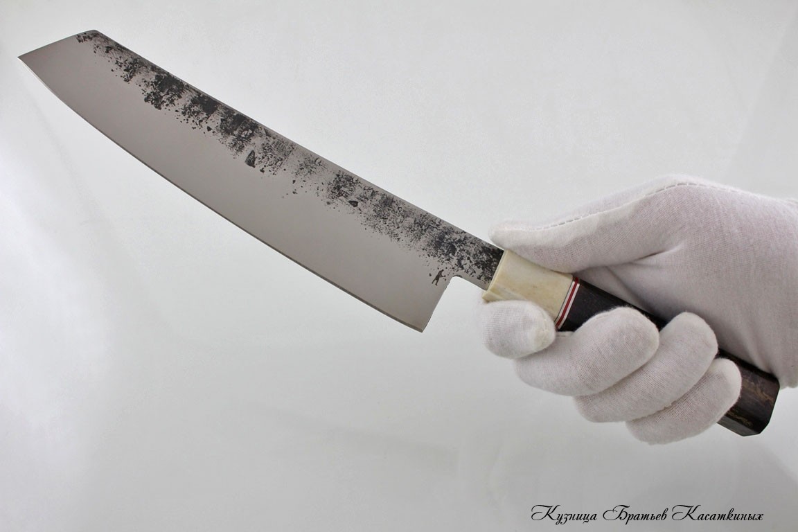 Кухонные ножи Japanese Knife "Kiritsuke". kh12mf Steel. Karelian Birch Handle. Elf Horn Bolster 