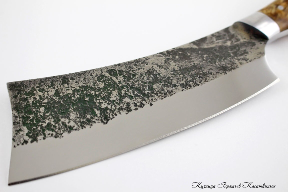 Small Cleaver "Ratatouille" Series. Stainless Steel 95kh18 (hammered). Karelian Birch Handle