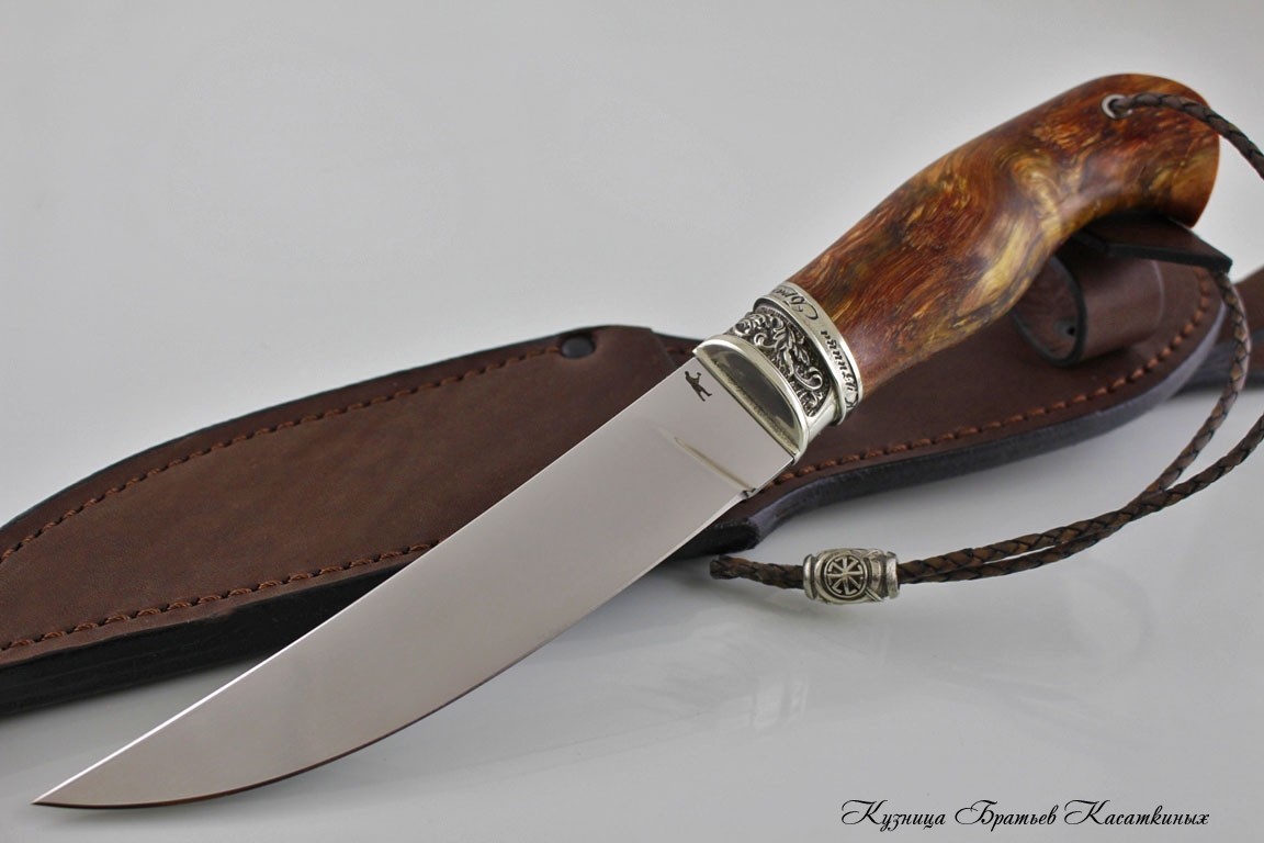 Hunting knife "Promyslovy". Stainless Steel 95h18. Karelian Birch Spalt Handle. Melchior Bolster