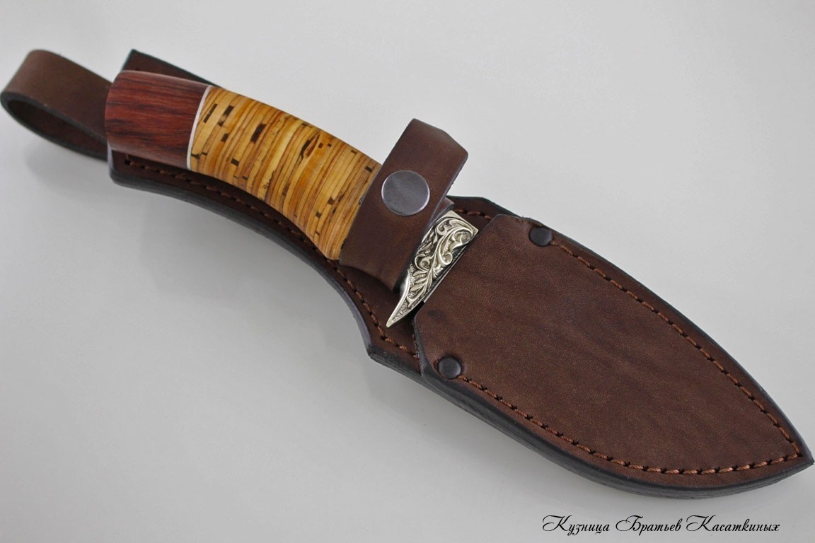 Hunting Knife "Zayats". Stainless Steel 95h18. Birchbark and Bubinga Handle