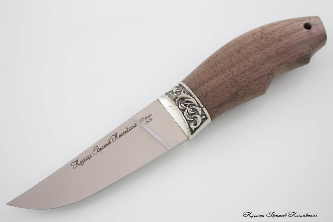 Hunting Knife "Skandinavsky". Stainless Steel 95h18. Nutwood Handle and Sheath