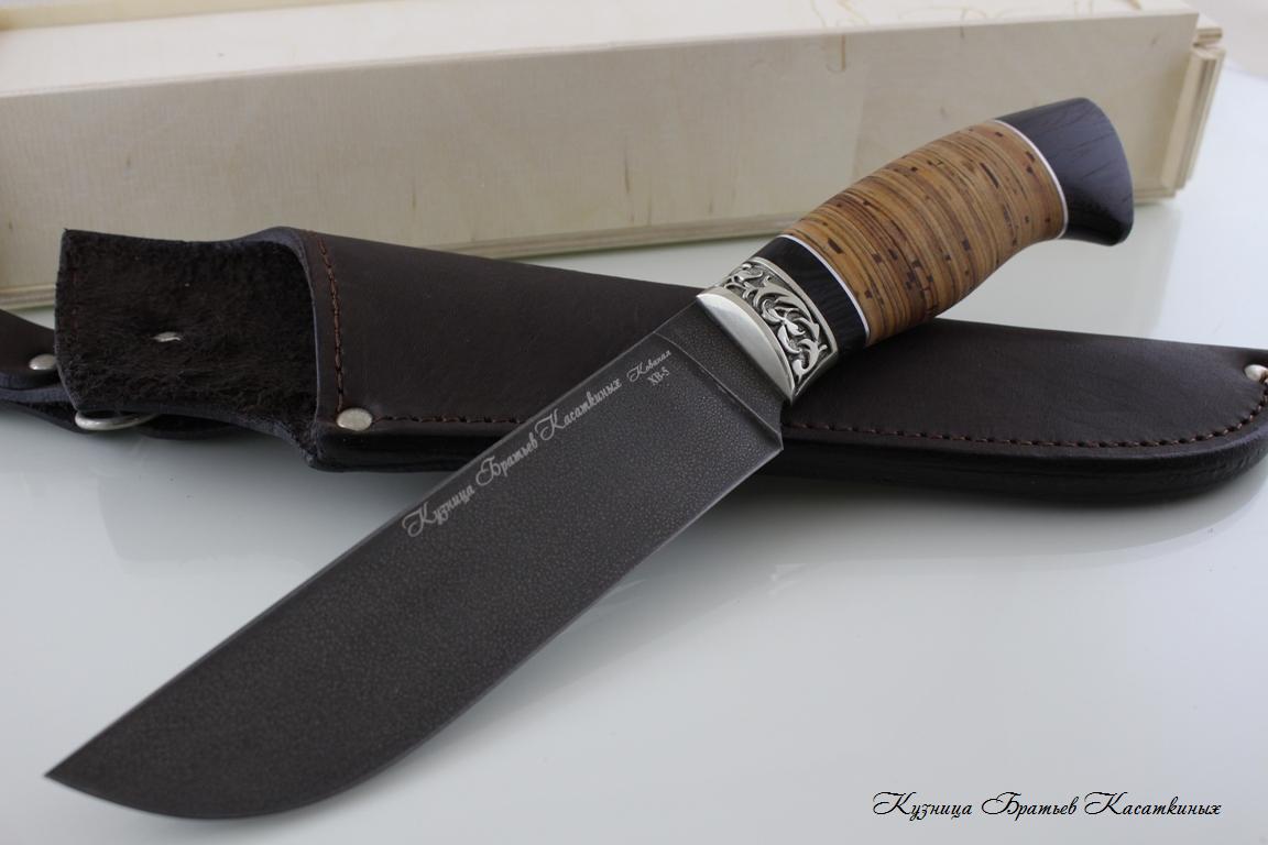 Hunting Knife "Medved". Khv-5 Steel (Extra Hard Steel). Birchbark and Wenge Handle