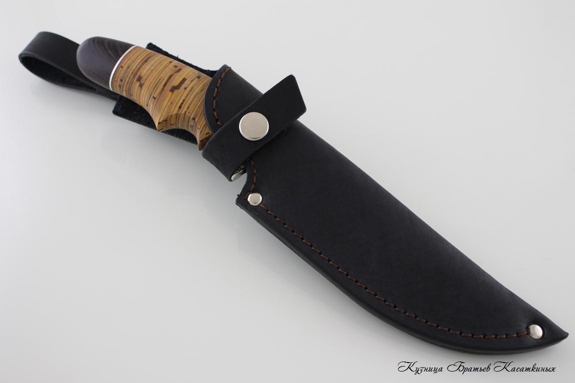 Hunting Knife "Voron". 65kh13 Steel. Wenge and Birchbark Handle
